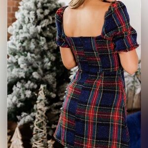 Anthropologie Fore plaid holiday Dress New Year’s Eve outfit size M EUC
